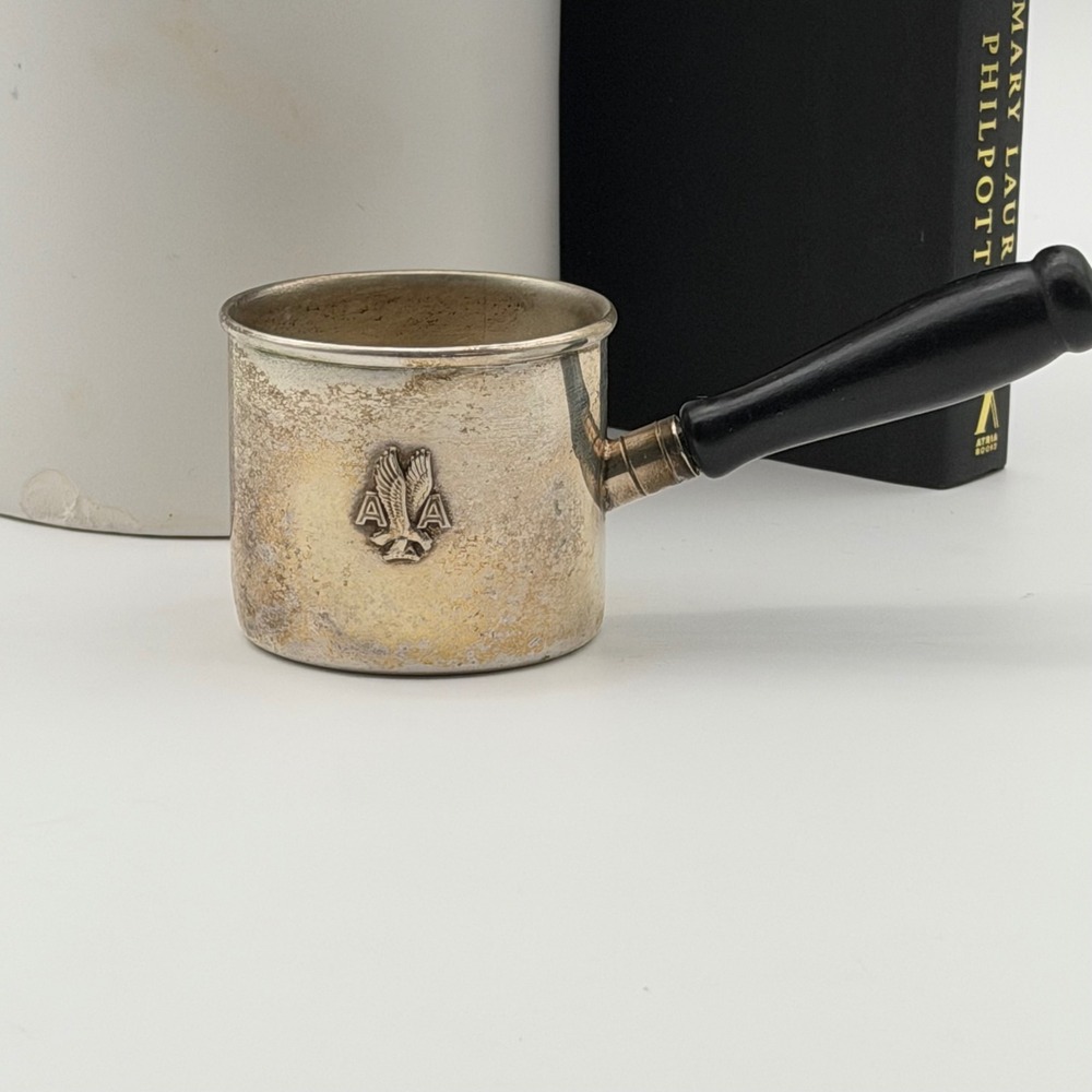 Vintage American Airlines Silver Plate Cup Butter Warmer Sauce Pot Eagle Logo